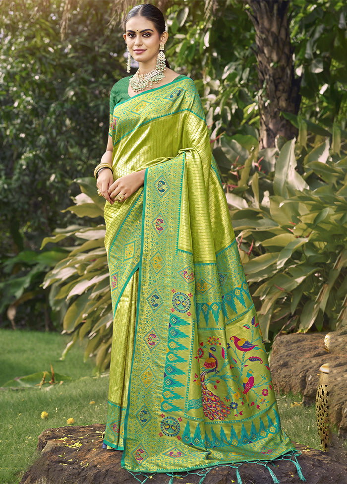 Sea Green Dupion Silk Saree With Blouse Piece