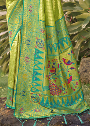 Sea Green Dupion Silk Saree With Blouse Piece