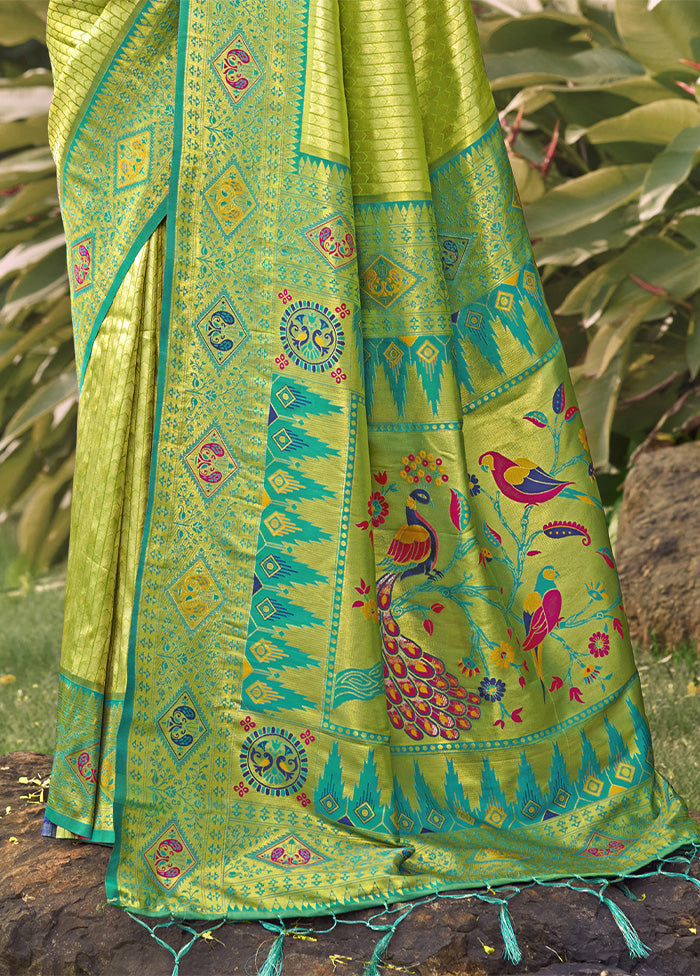 Sea Green Dupion Silk Saree With Blouse Piece