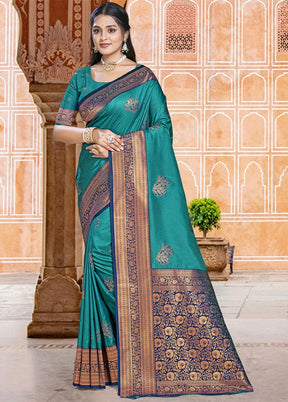 Rama Dupion Silk Saree With Blouse Piece