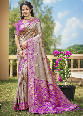 Grey Spun Silk Saree With Blouse Piece