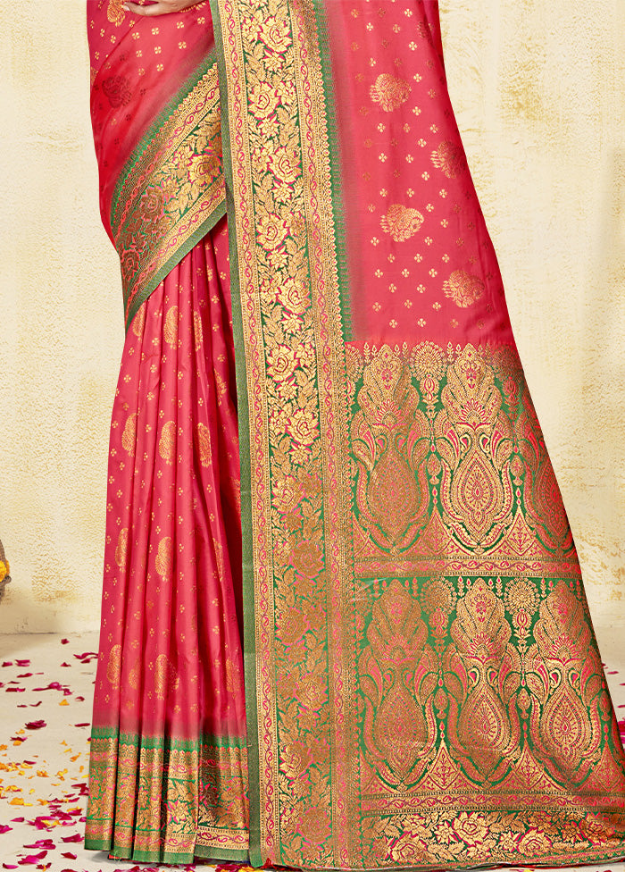 Pink Dupion Silk Saree With Blouse Piece