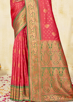 Pink Dupion Silk Saree With Blouse Piece