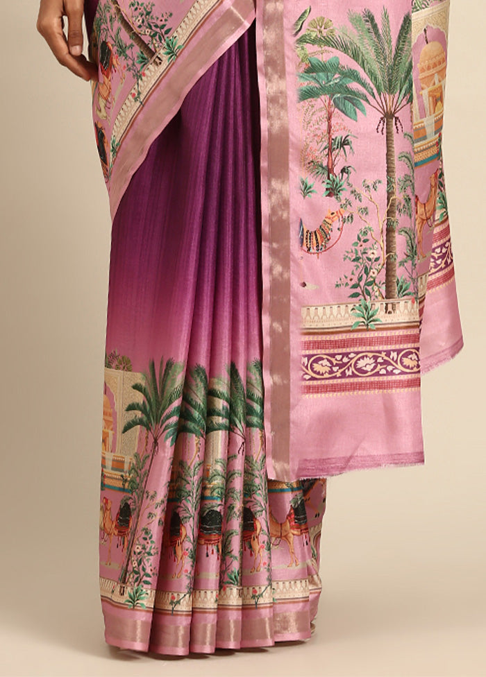 Magenta Cotton Saree With Blouse Piece