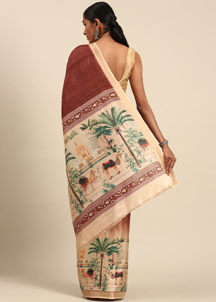 Brown Cotton Saree With Blouse Piece