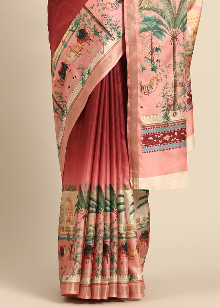 Pink Cotton Saree With Blouse Piece