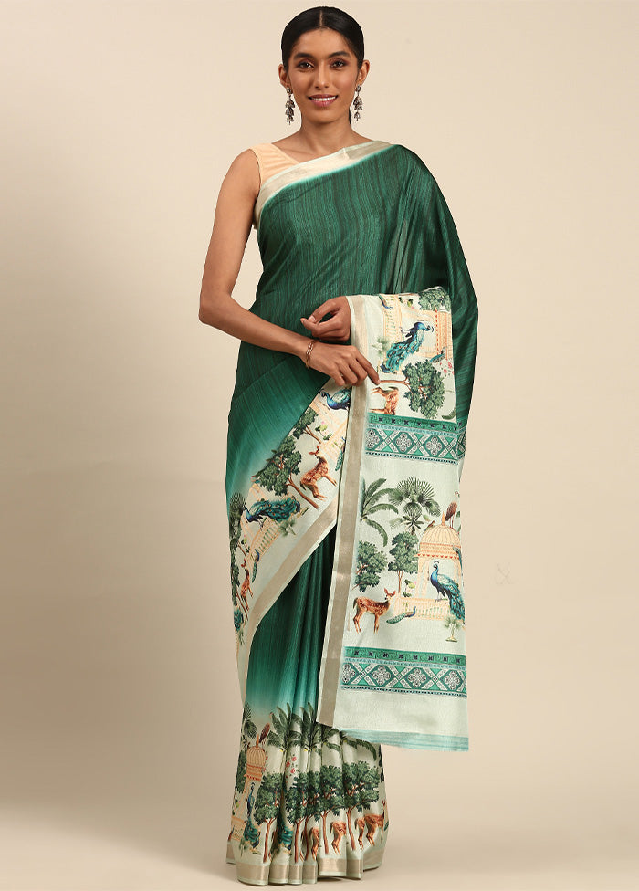 Rama Cotton Saree With Blouse Piece