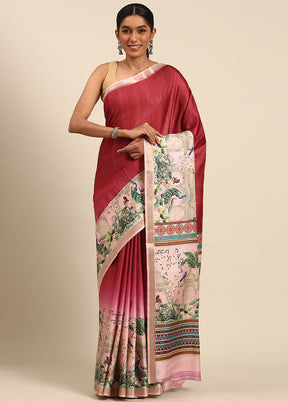 Pink Cotton Saree With Blouse Piece