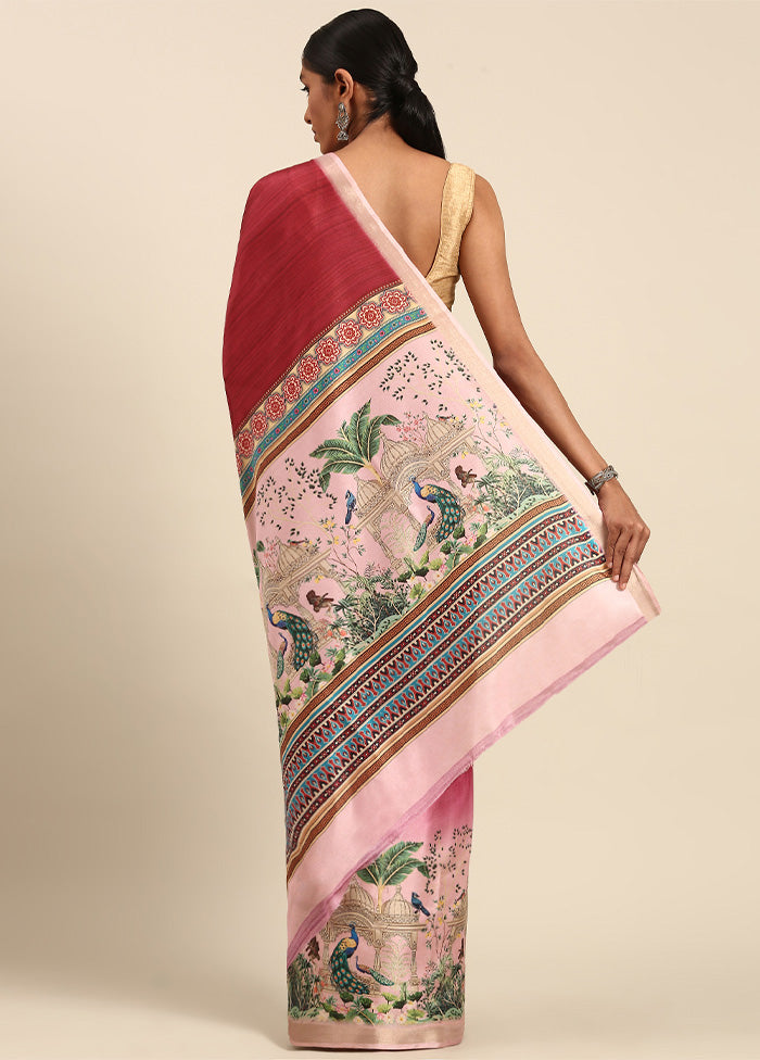 Pink Cotton Saree With Blouse Piece