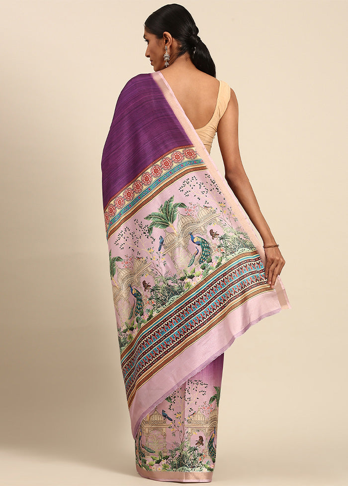 Purple Cotton Saree With Blouse Piece