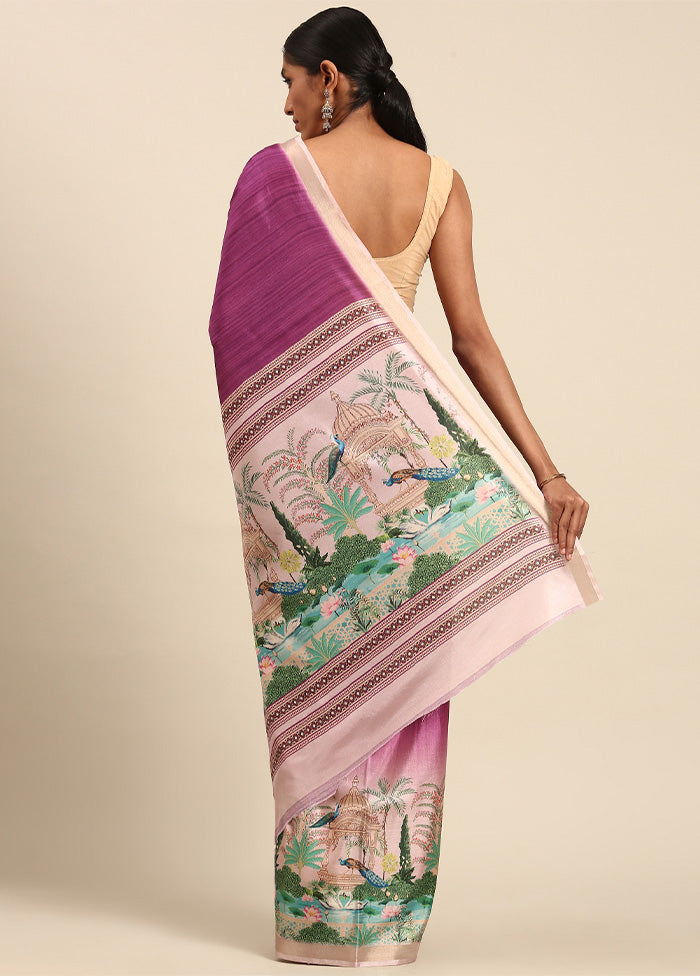 Purple Cotton Saree With Blouse Piece