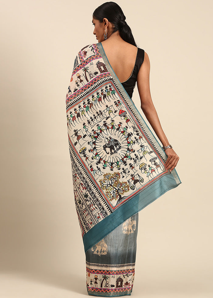 Grey Cotton Saree With Blouse Piece