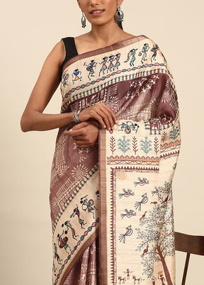 Brown Cotton Saree With Blouse Piece