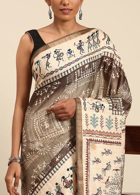 Cream Cotton Saree With Blouse Piece