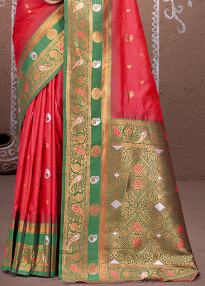 Dark Pink Dupion Silk Saree With Blouse Piece