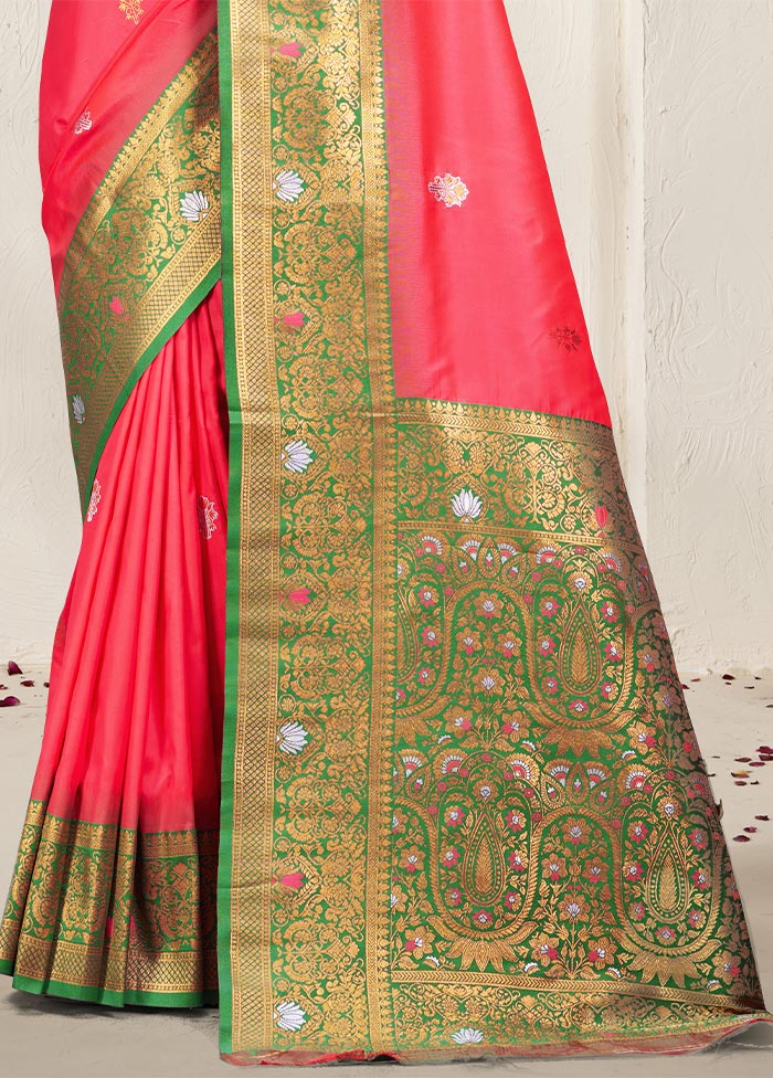 Pink Dupion Silk Saree With Blouse Piece