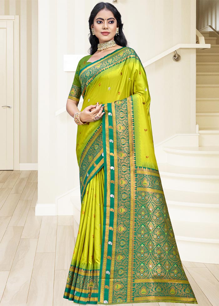 Sea Green Dupion Silk Saree With Blouse Piece