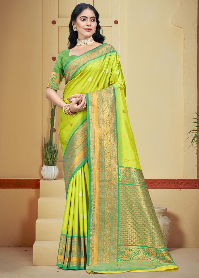 Sea Green Dupion Silk Saree With Blouse Piece