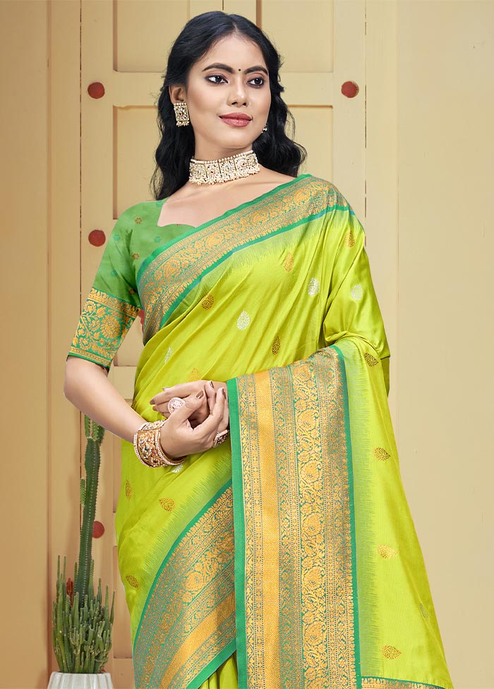 Sea Green Dupion Silk Saree With Blouse Piece