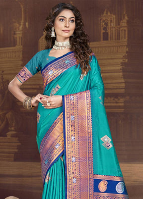 Sky Blue Dupion Silk Saree With Blouse Piece