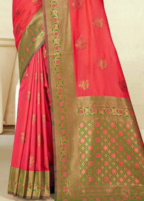 Pink Dupion Silk Saree With Blouse Piece