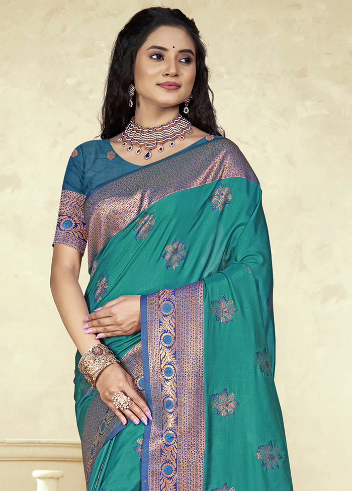 Sky Blue Dupion Silk Saree With Blouse Piece