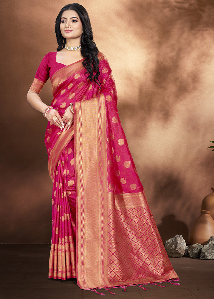 Pink Spun Silk Saree With Blouse Piece