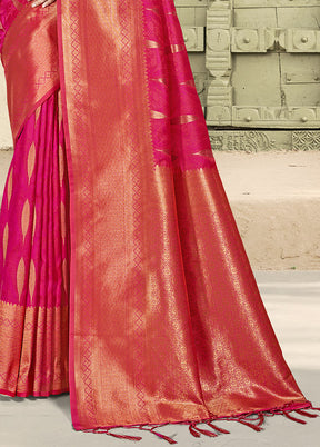 Pink Spun Silk Saree With Blouse Piece