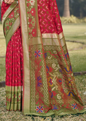 Red Spun Silk Saree With Blouse Piece