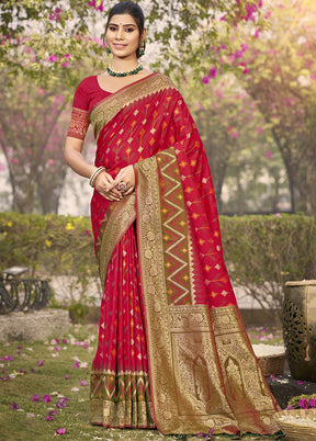 Red Spun Silk Saree With Blouse Piece