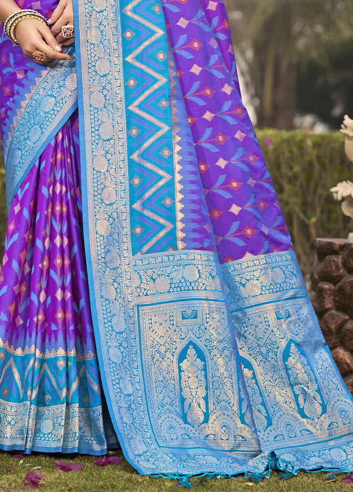 Purple Spun Silk Saree With Blouse Piece