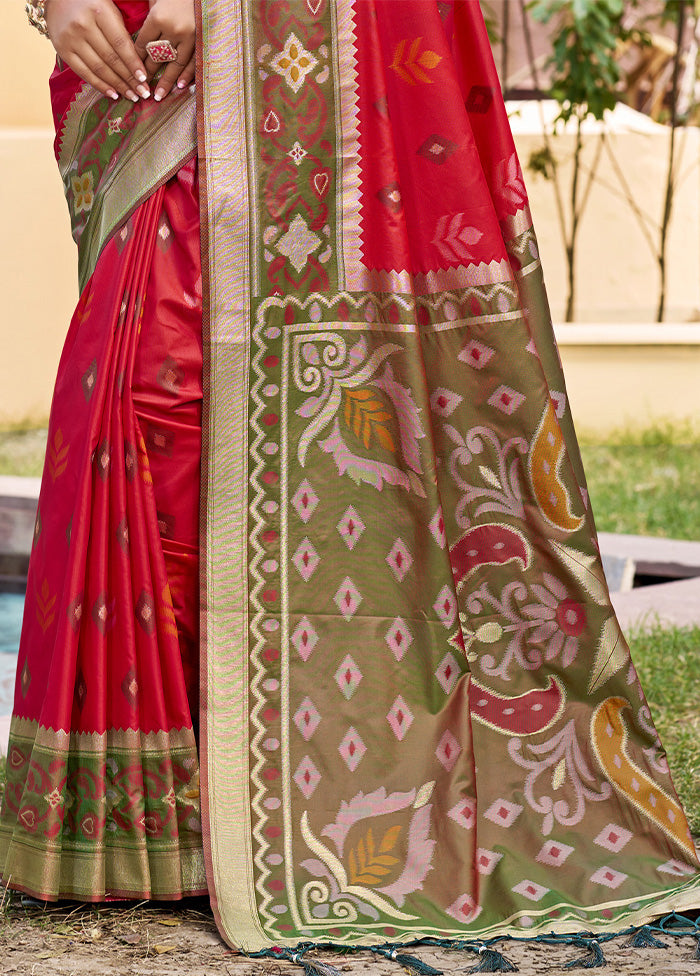 Red Spun Silk Saree With Blouse Piece