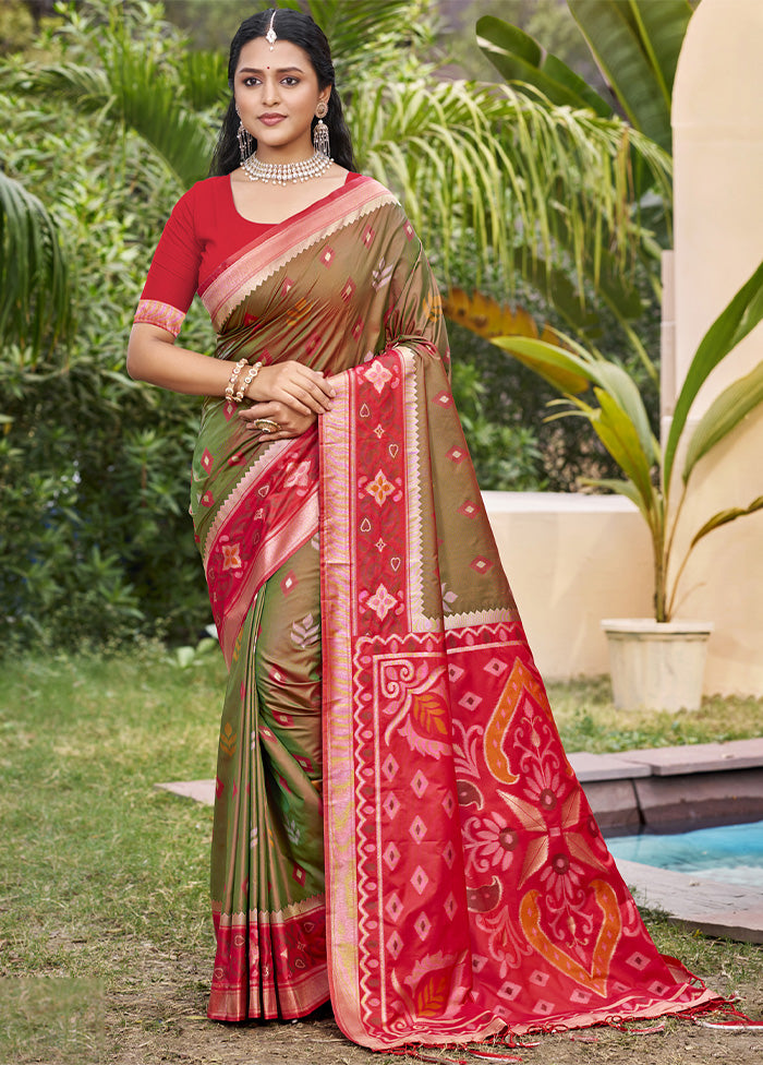 Brown Spun Silk Saree With Blouse Piece