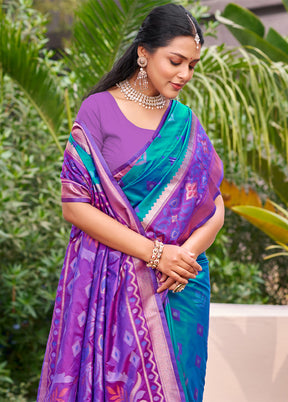 Sky Blue Spun Silk Saree With Blouse Piece