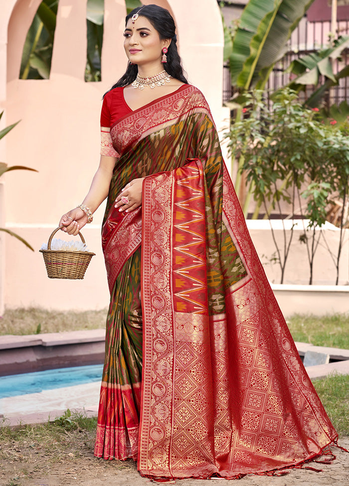 Brown Spun Silk Saree With Blouse Piece