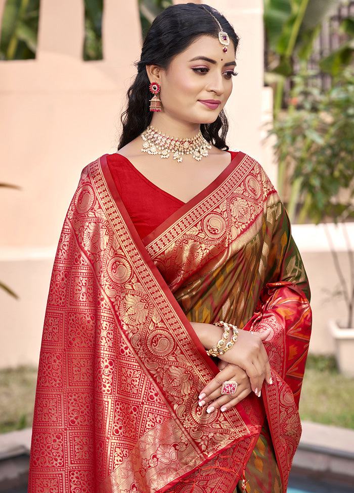 Brown Spun Silk Saree With Blouse Piece