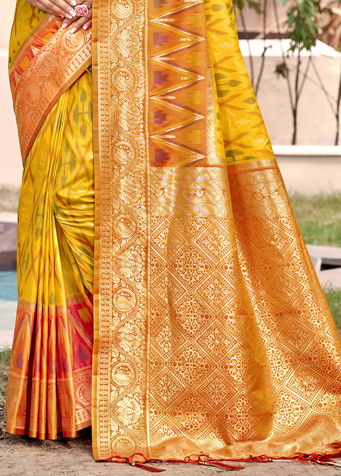 Yellow Spun Silk Saree With Blouse Piece