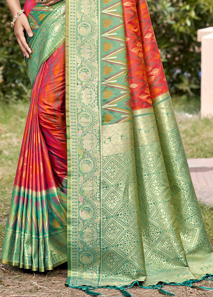 Peach Spun Silk Saree With Blouse Piece