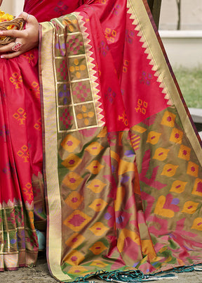 Pink Spun Silk Saree With Blouse Piece