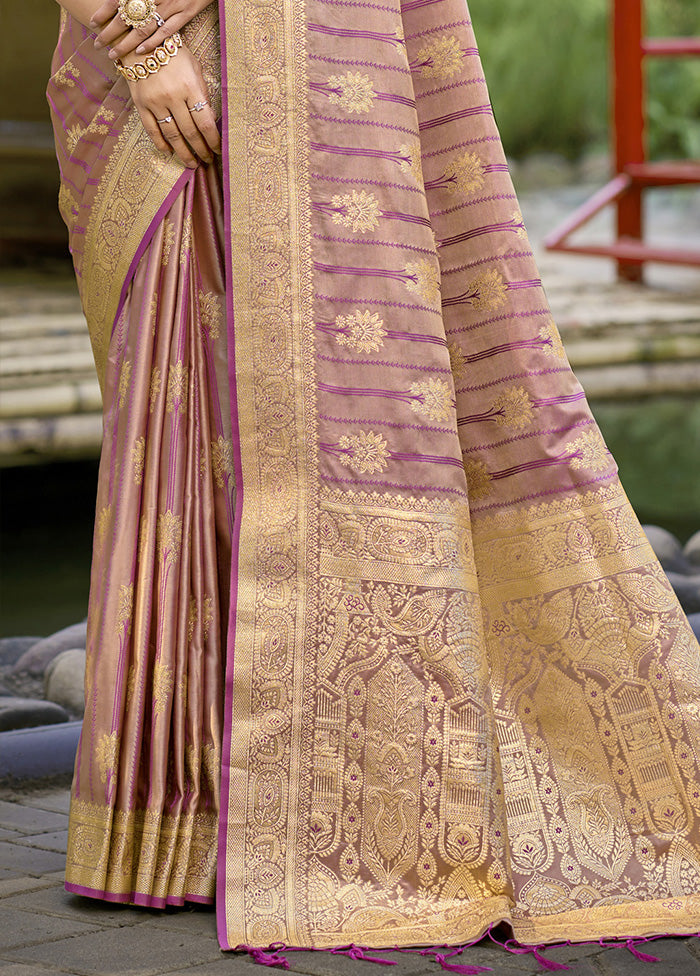 Pink Spun Silk Saree With Blouse Piece