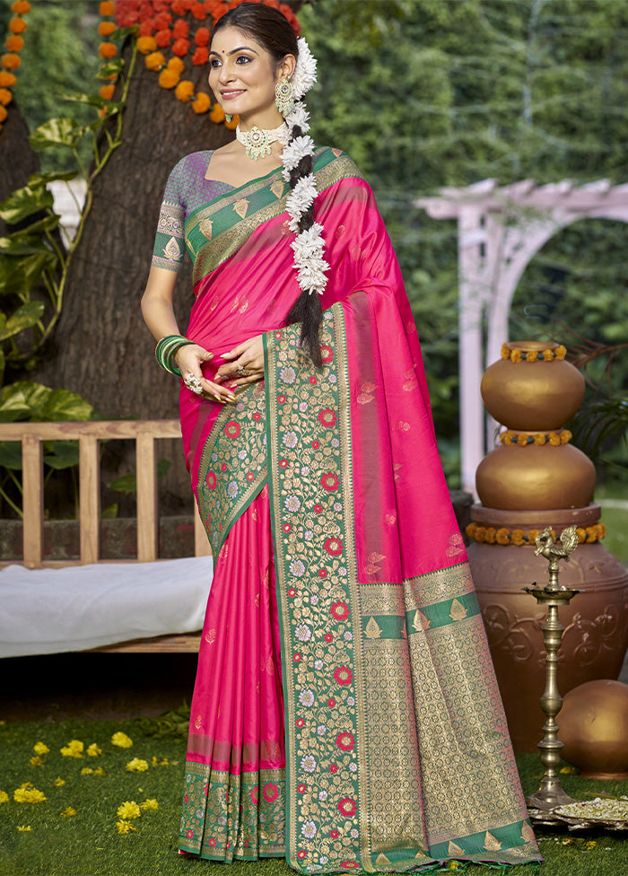 Rani Dupion Silk Saree With Blouse Piece