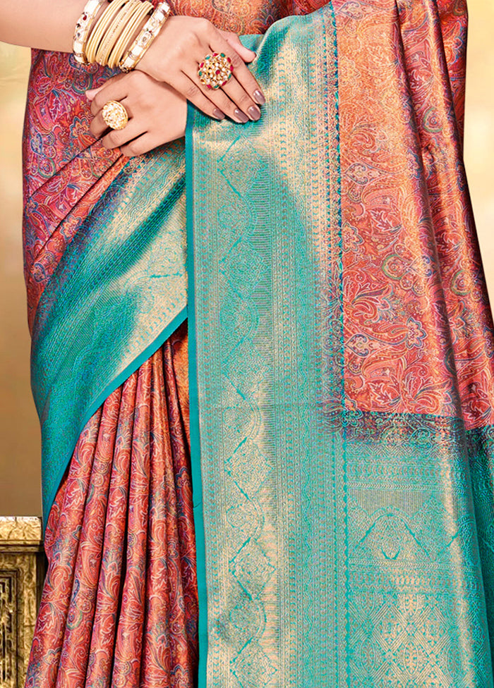 Multicolor Dupion Silk Saree With Blouse Piece