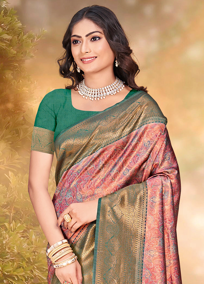 Multicolor Dupion Silk Saree With Blouse Piece