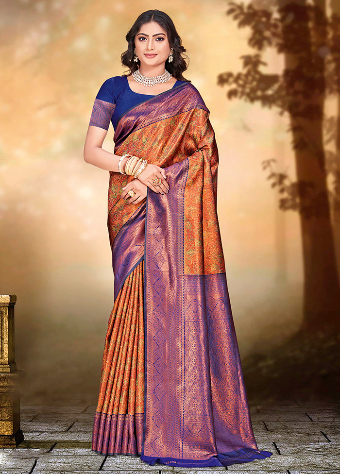 Multicolor Dupion Silk Saree With Blouse Piece