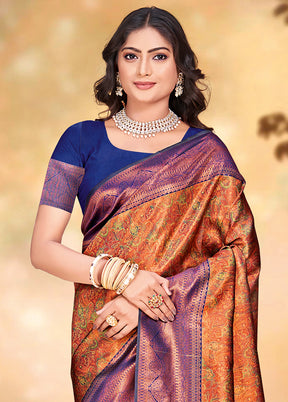 Multicolor Dupion Silk Saree With Blouse Piece