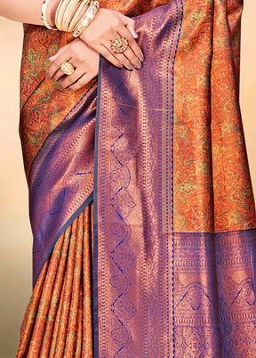 Multicolor Dupion Silk Saree With Blouse Piece