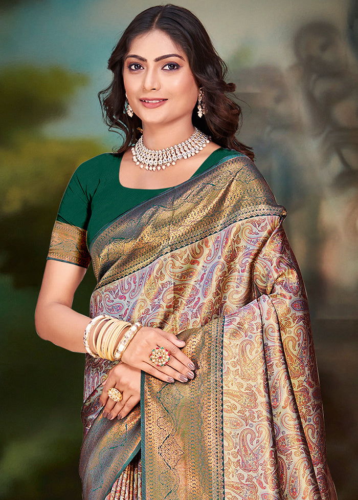 Multicolor Dupion Silk Saree With Blouse Piece