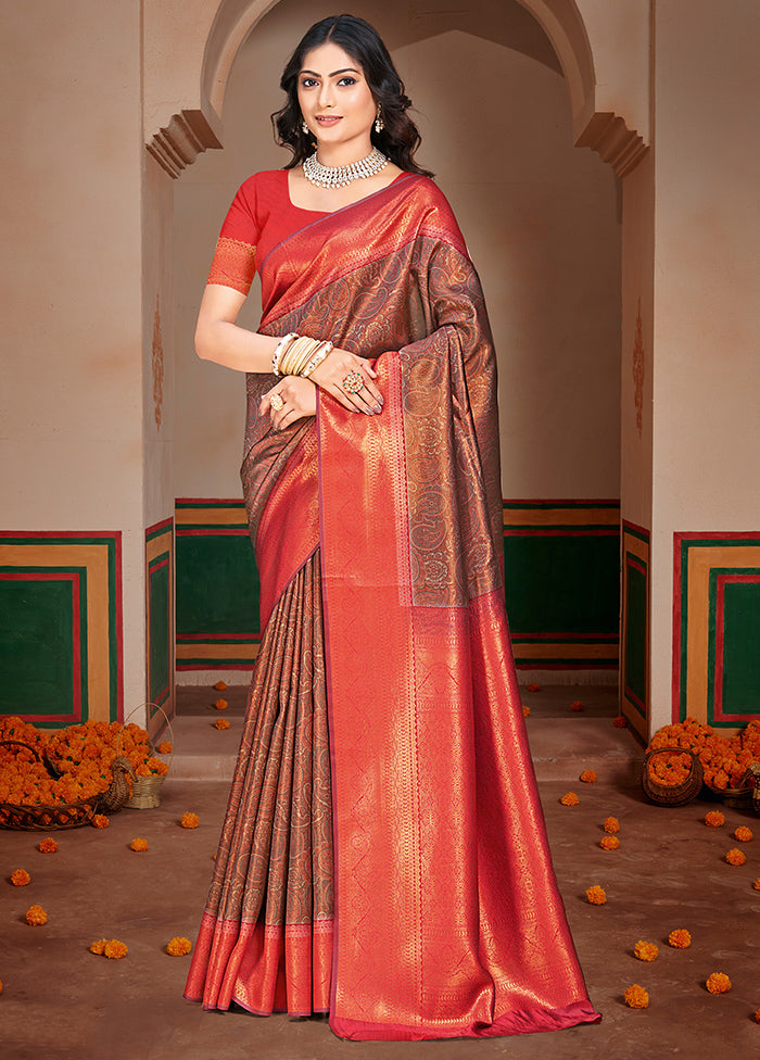 Multicolor Dupion Silk Saree With Blouse Piece