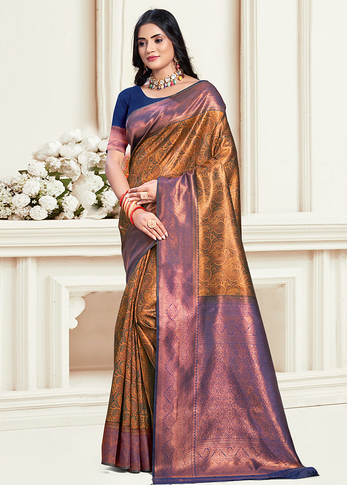 Multicolor Dupion Silk Saree With Blouse Piece