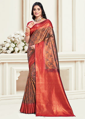 Multicolor Dupion Silk Saree With Blouse Piece